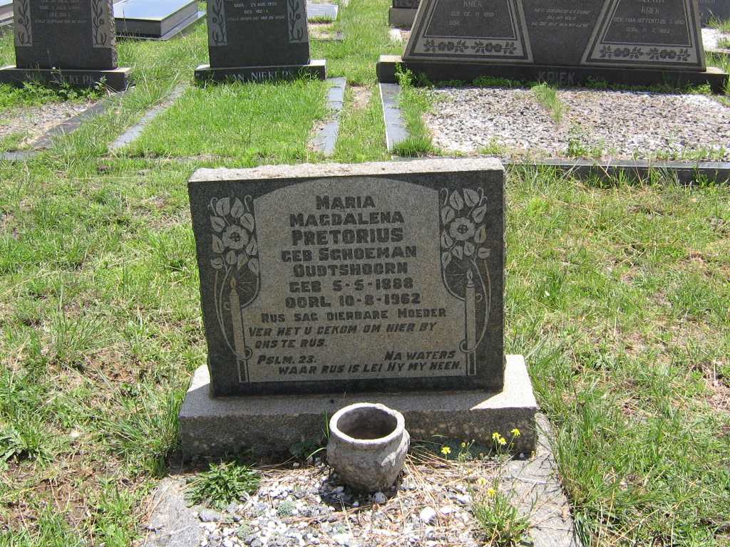 PRETORIUS Maria Magdalena nee SCHOEMAN 1888-1962