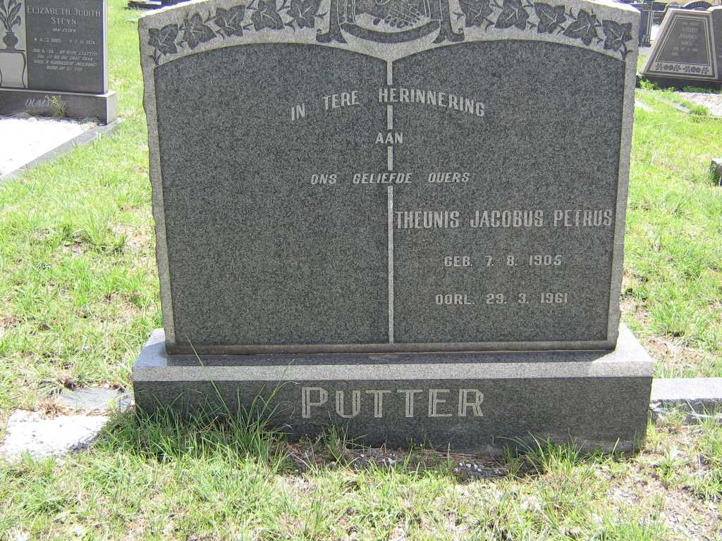PUTTER Theunis Jacobus Petrus 1905-1961