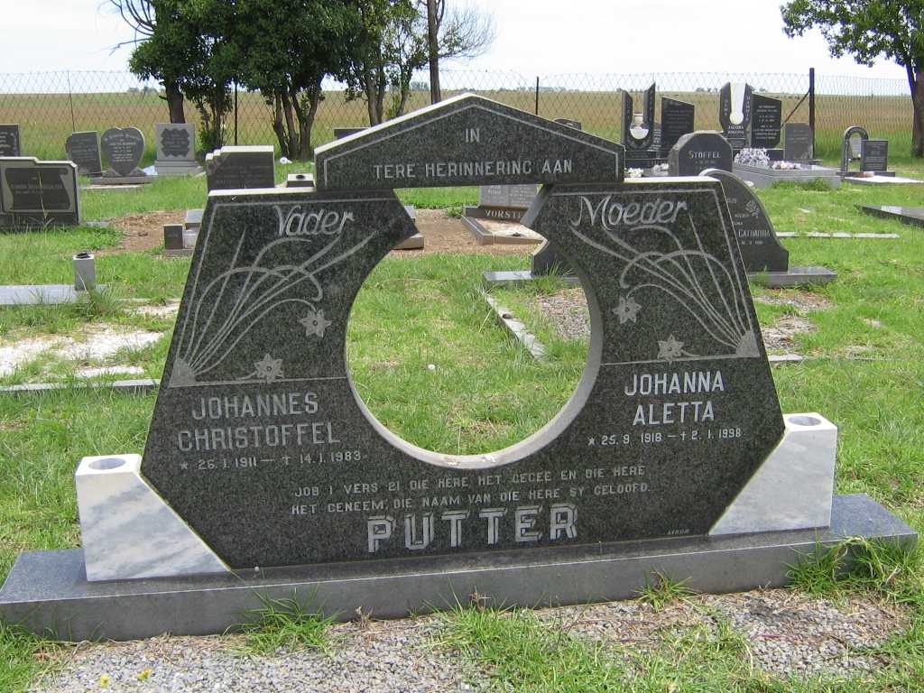 PUTTER Johannes Christoffel 1911-1983 &amp; Johanna Aletta 1918-1998