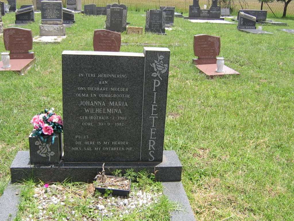 PIETERS Johanna Maria Wilhelmina nee BOTHA 1902-1982