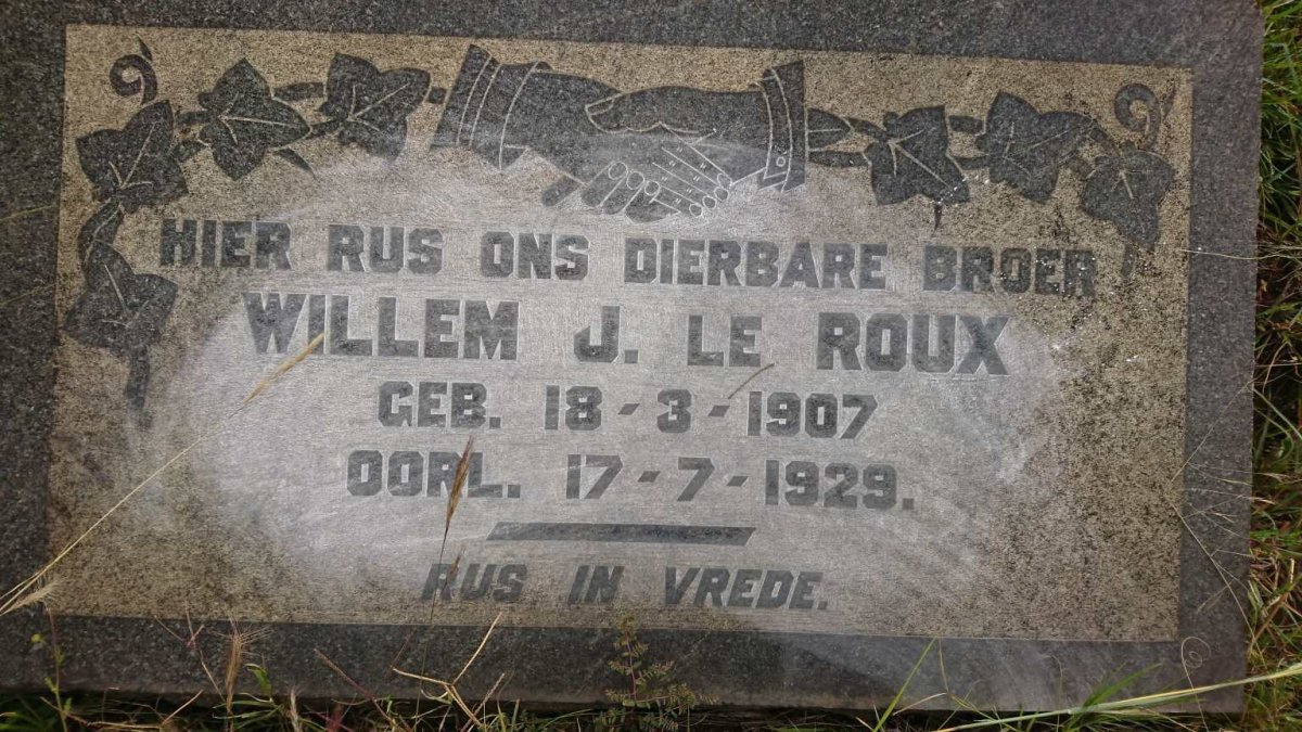 ROUX Willem J., le 1907-1929