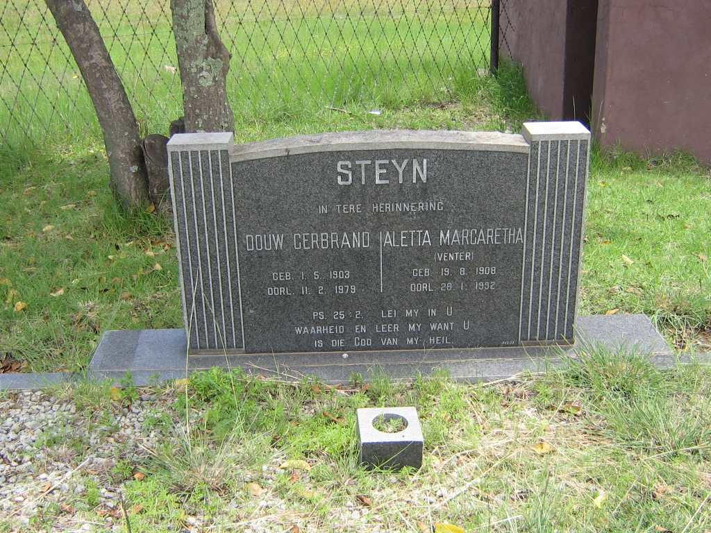 STEYN Douw Gerbrand 1903-1979 &amp; Aletta Margaretha VENTER 1908-1992