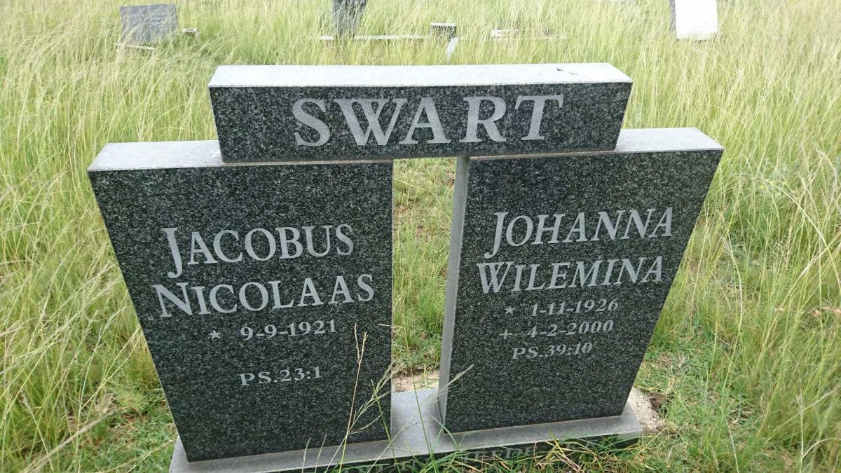 SWART Jacobus Nicolaas 1921- &amp; Johanna Wilemina 1926-2000