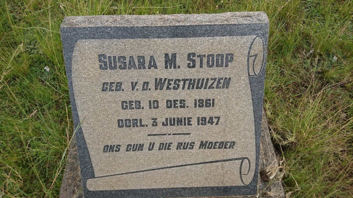 STOOP Susara M. nee V.D. WESTHUIZEN 1861-1947