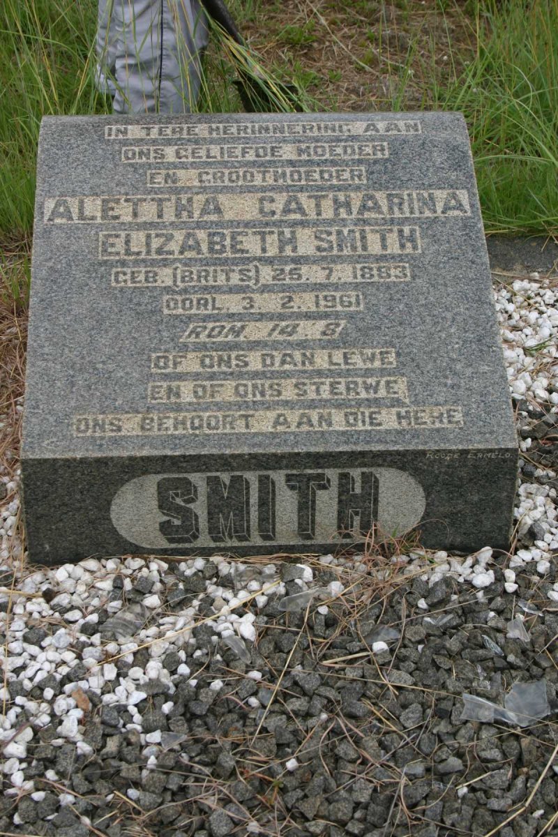 SMITH Alettha Catharina Elizabeth nee BRITS 1883-1961