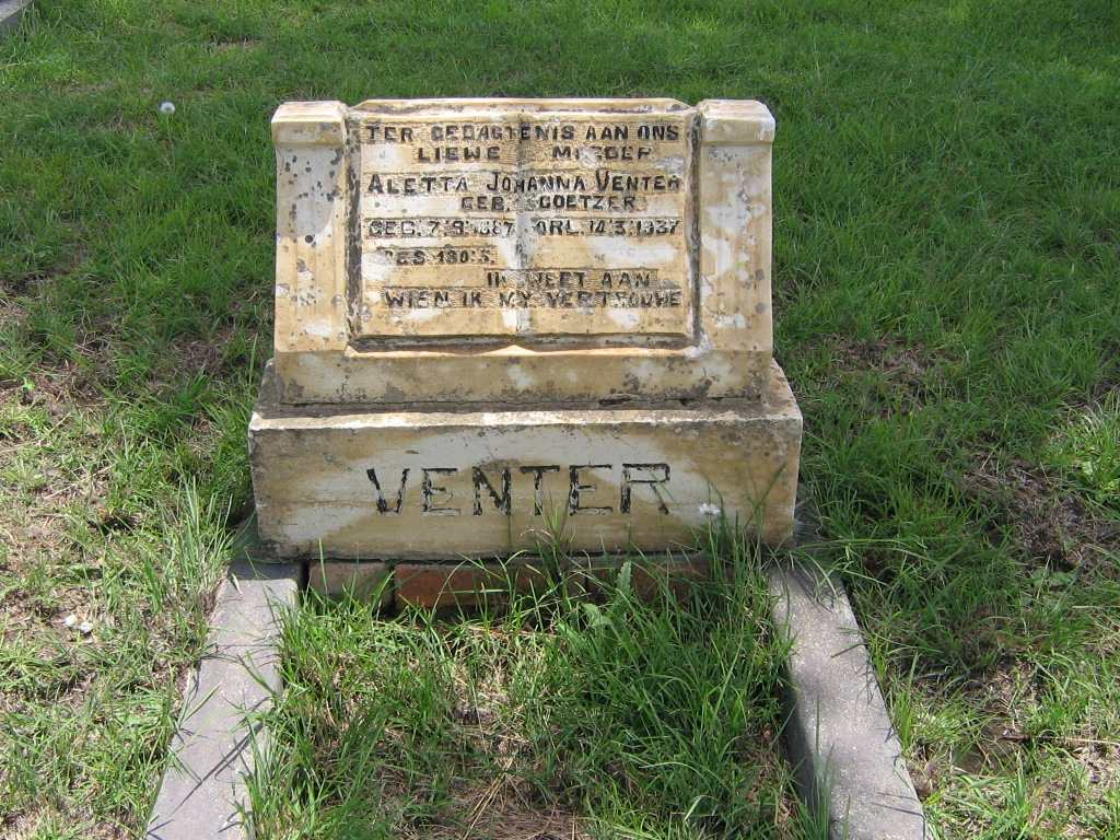 VENTER Aletta Johanna nee COETZER 1887-1937