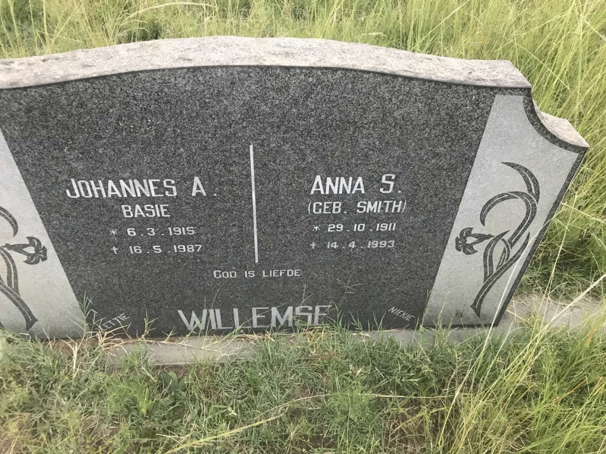WILLEMSE Johannes A. 1915-1987 &amp; Anna S. SMITH 1911-1993