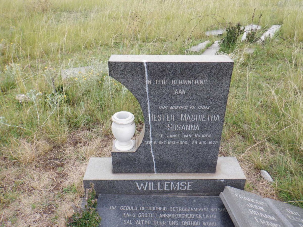 WILLEMSE Hester Magrietha Susanna nee JANSE VAN VUUREN 1913-1978