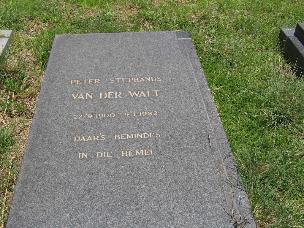 WALT Peter Stephanus, van der 1900-1982