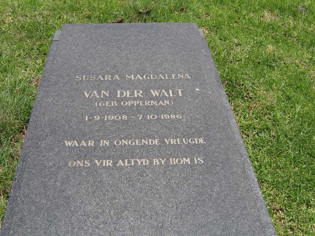 WALT Susara Magdalena, van der nee OPPERMAN 1908-1986