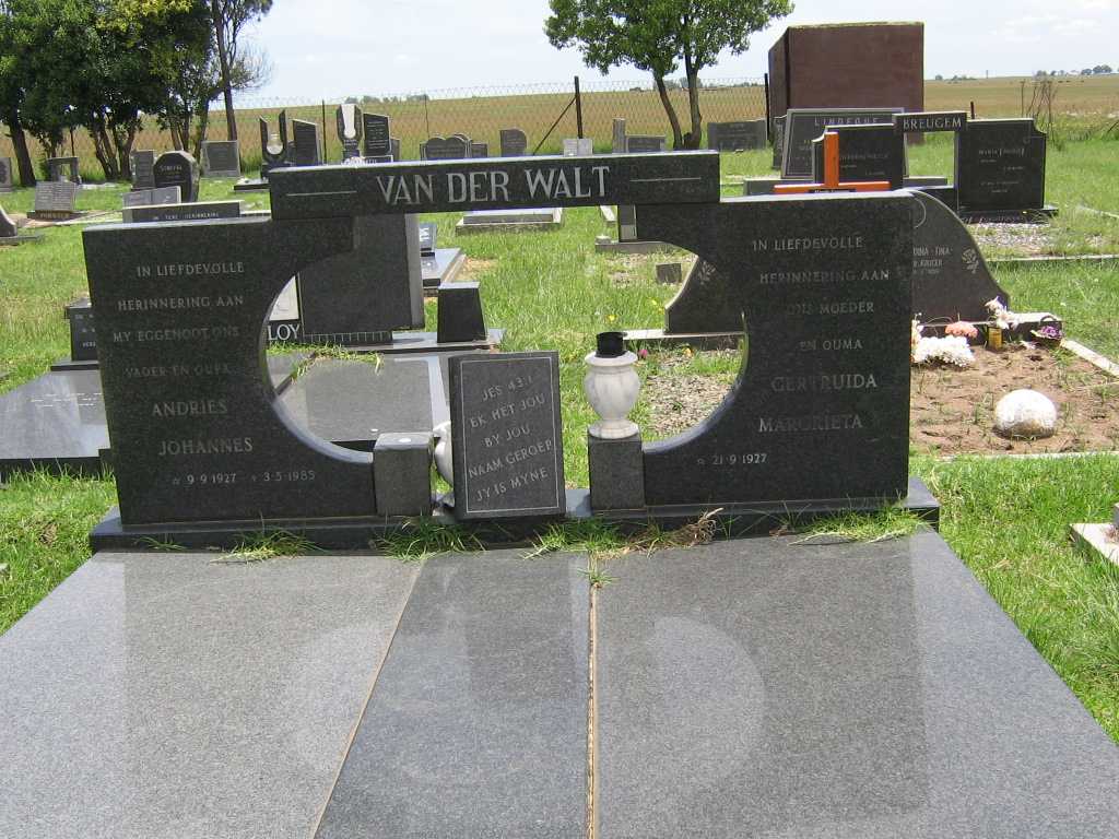 WALT Andries Johannes, van der 1927-1985 &amp; Gertruida Magrieta 1927-