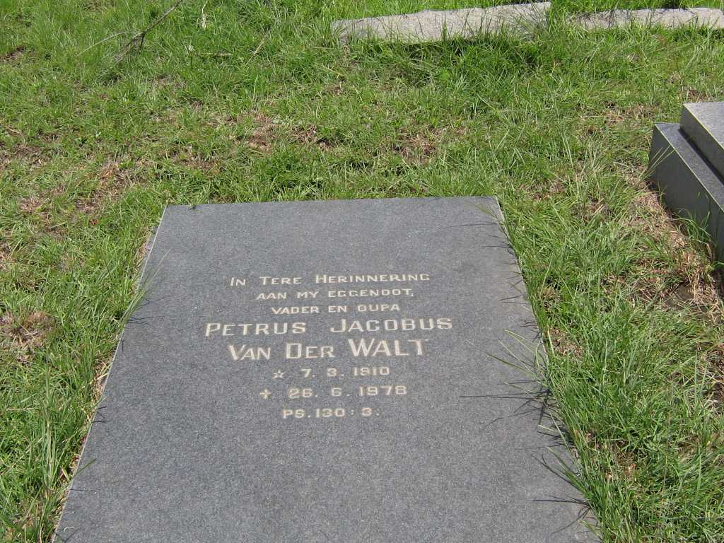WALT Petrus Jacobus, van der 1910-1978
