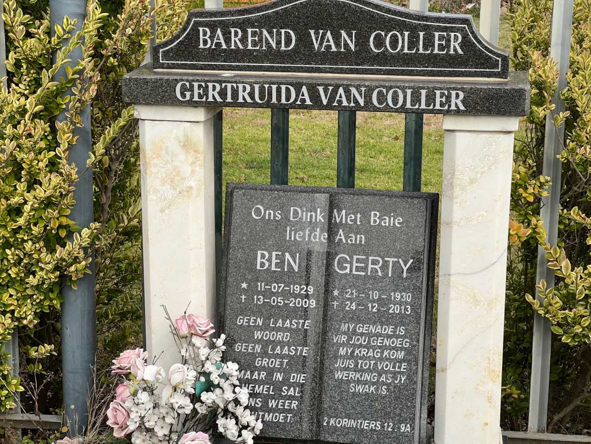 COLLER Barend, van 1929-2009 &amp; Gertruida 1930-2013