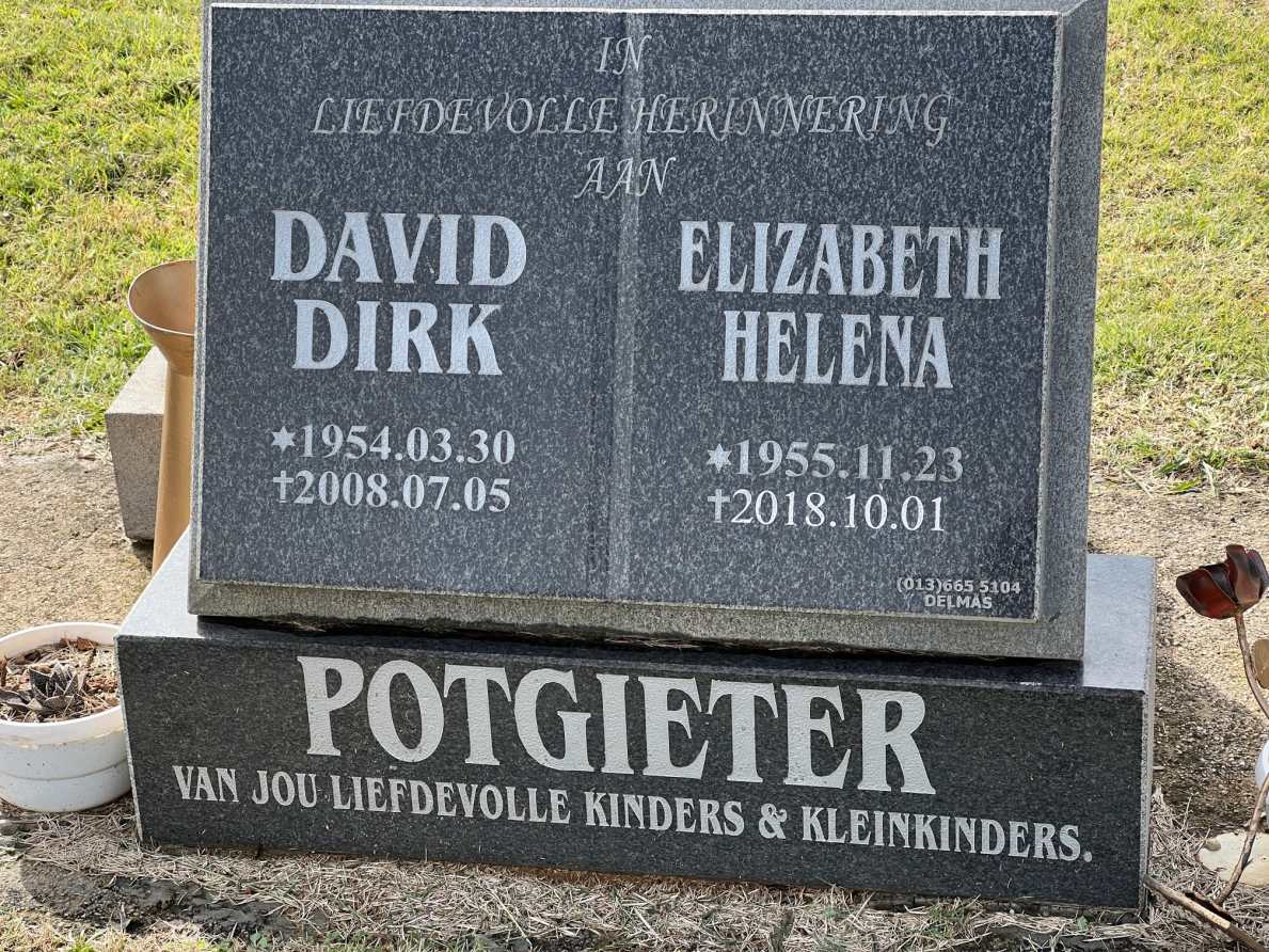 POTGIETER David Dirk 1954-2008 &amp; Elizabeth Helena 1955-2018