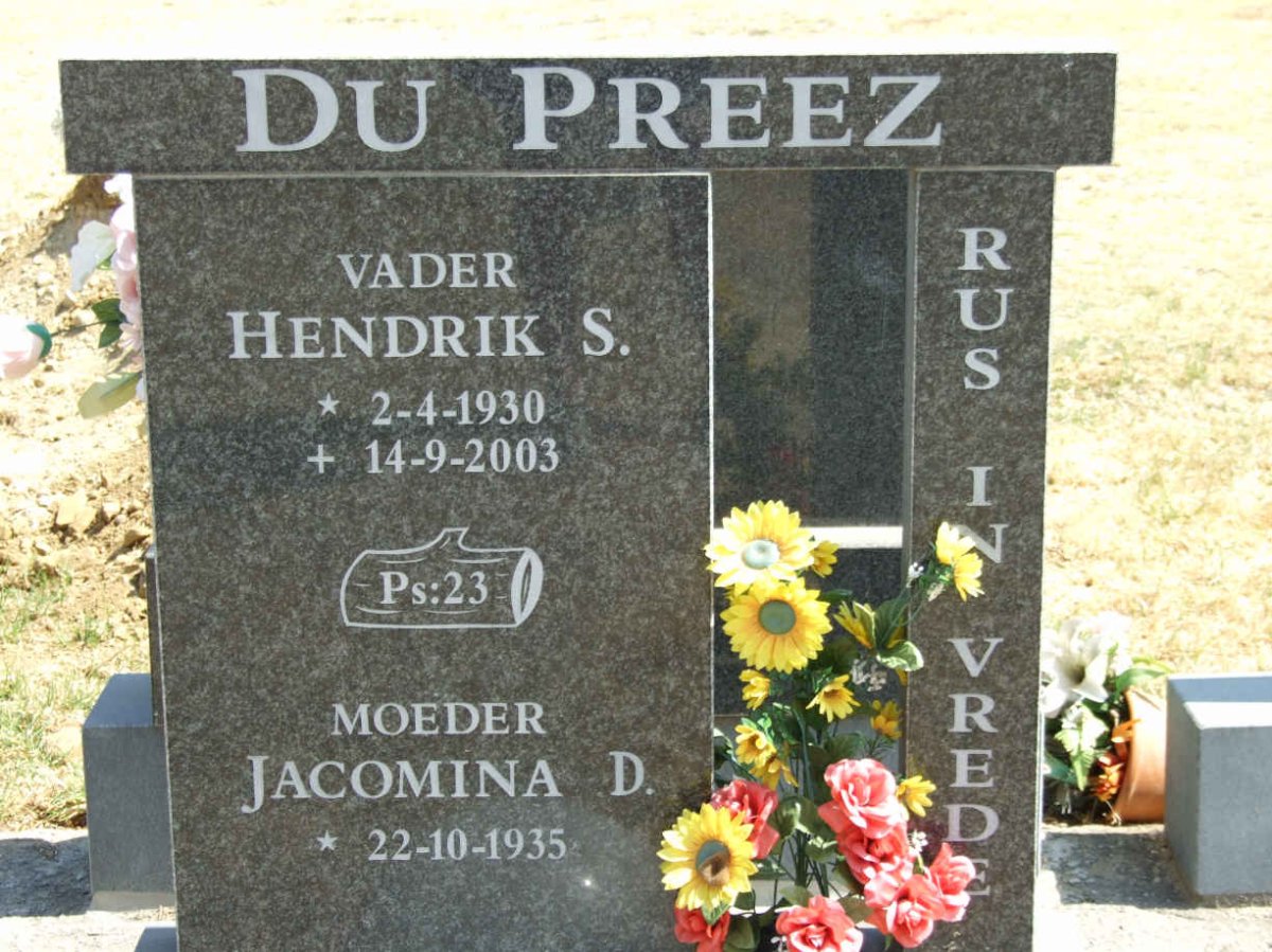 PREEZ Hendrik S., du 1930-2003 &amp; Jacomina D. 1935-