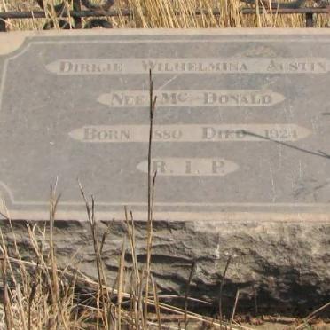 AUSTIN Dirkje Wilhelmina nee McDONALD 1880-1924