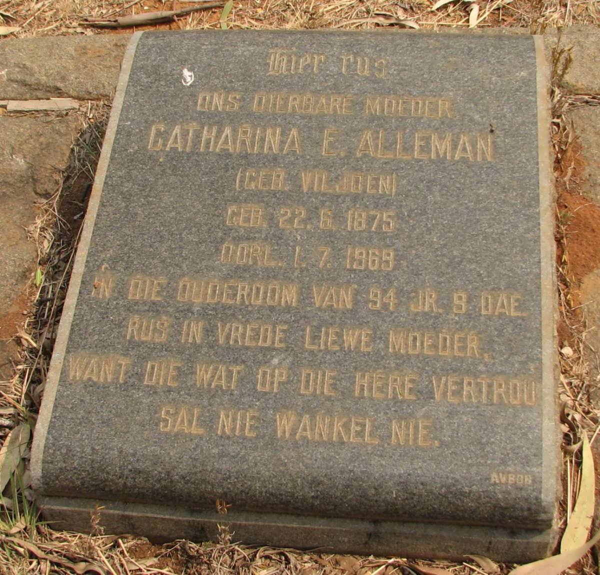 ALLEMAN Catharina E. nee VILJOEN 1875-1969