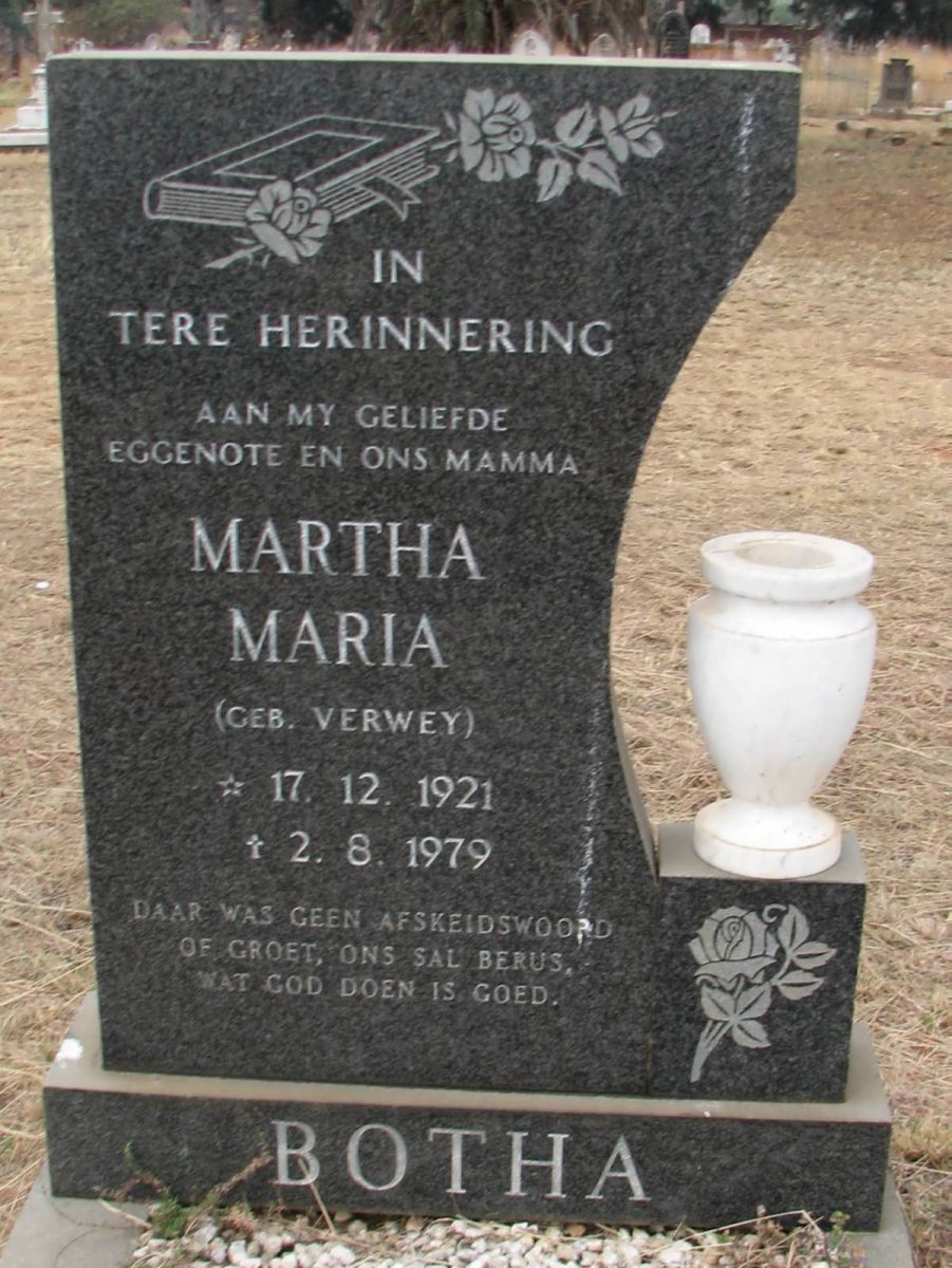 BOTHA Martha Maria nee VERWEY 1921-1979