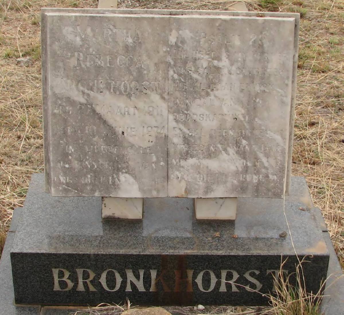 BRONKHOST Martha Rebecca 1911-1974