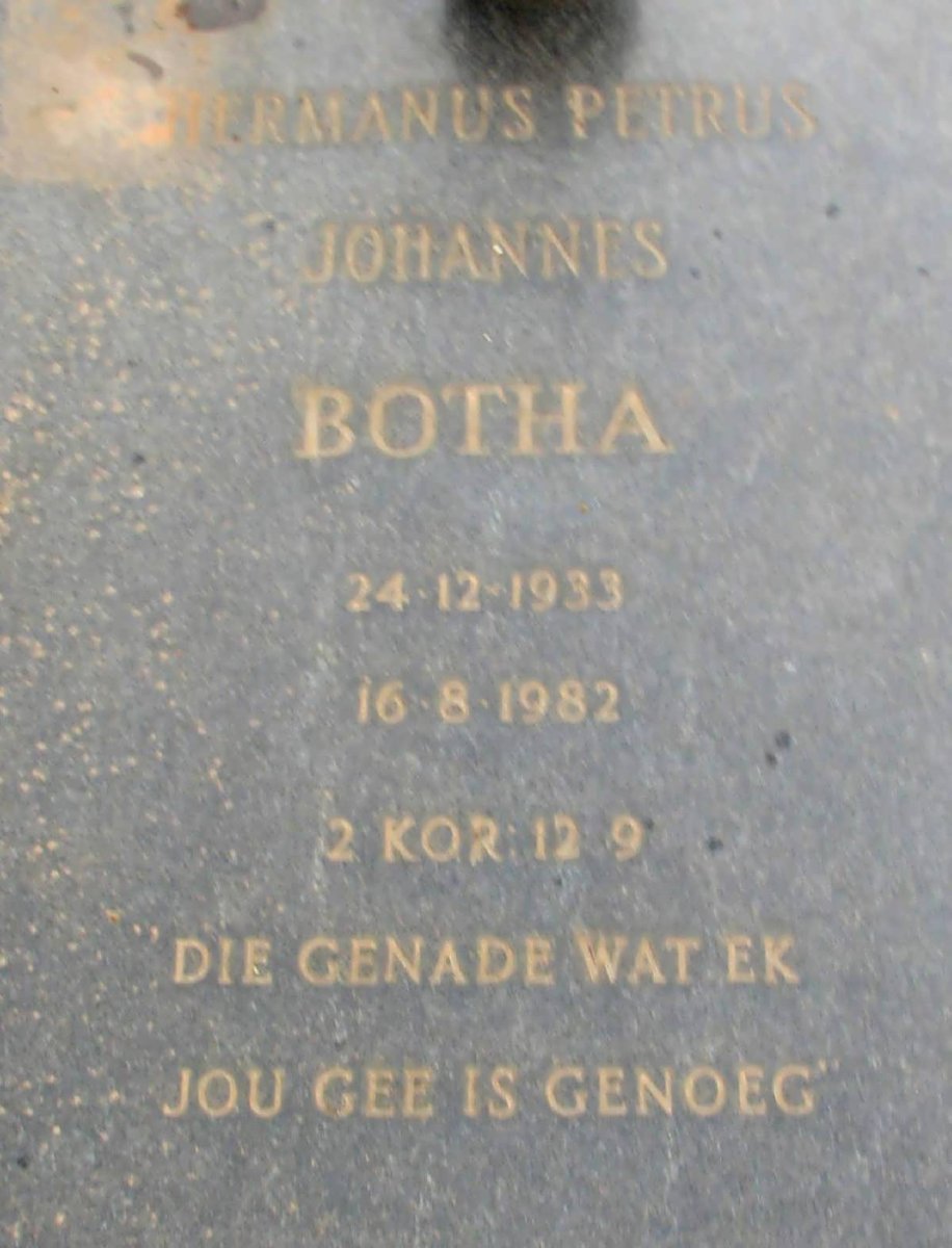 BOTHA Hermanus Petrus Johannes 1933-1982