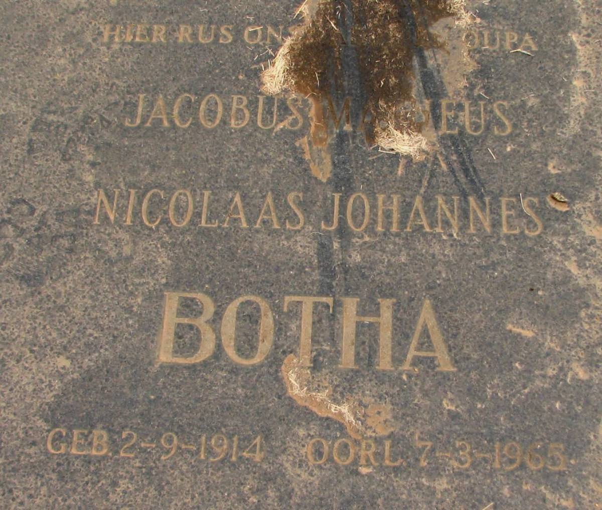 BOTHA Jacobus Matheus Nicolaas Johannes 1914-1965