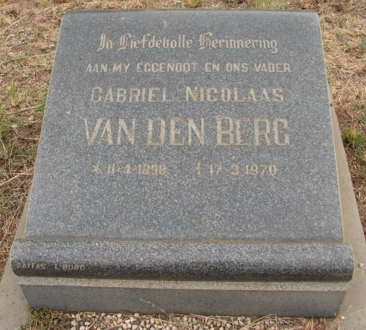 BERG Gabriel Nicolaas, van den 1898-1970