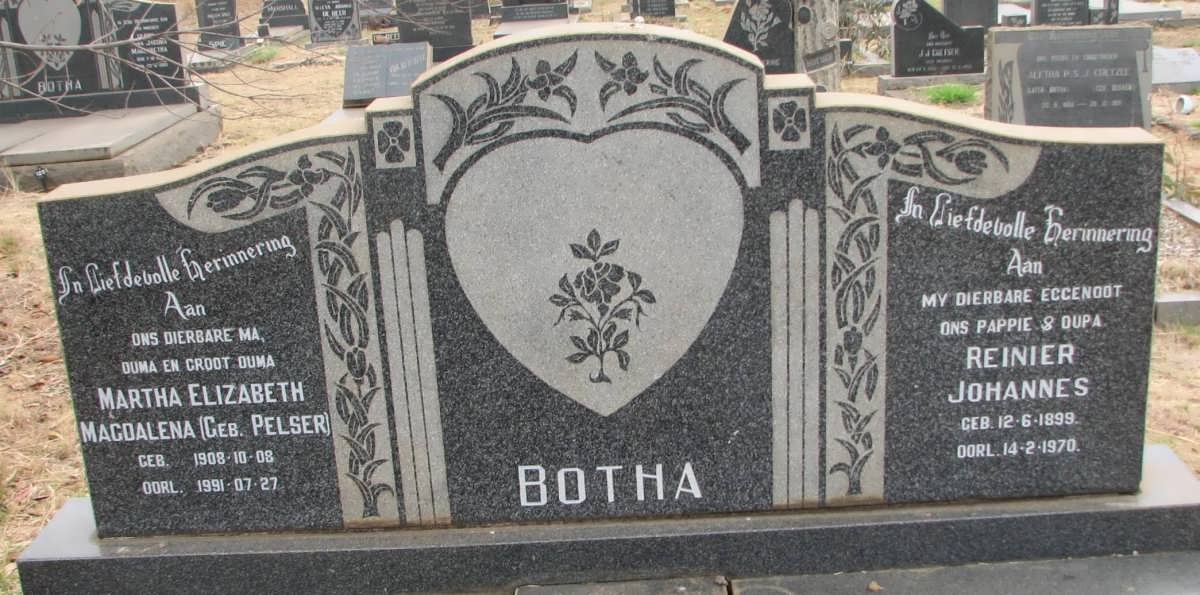 BOTHA Reinier Johannes 1899-1970 & Martha Elizabeth Magdalena PELSER 1908-1991
