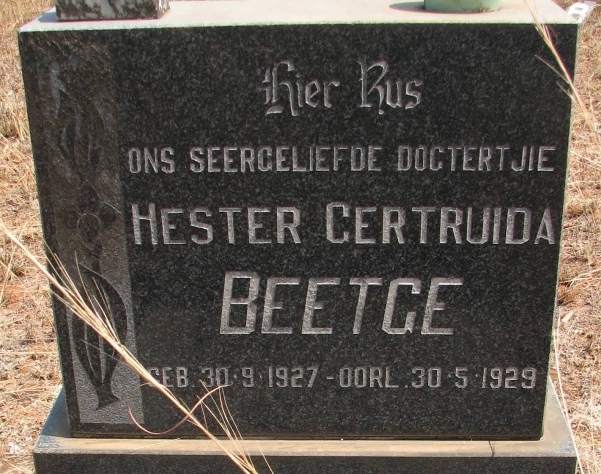 BEETGE Hester Gertruida 1927-1929