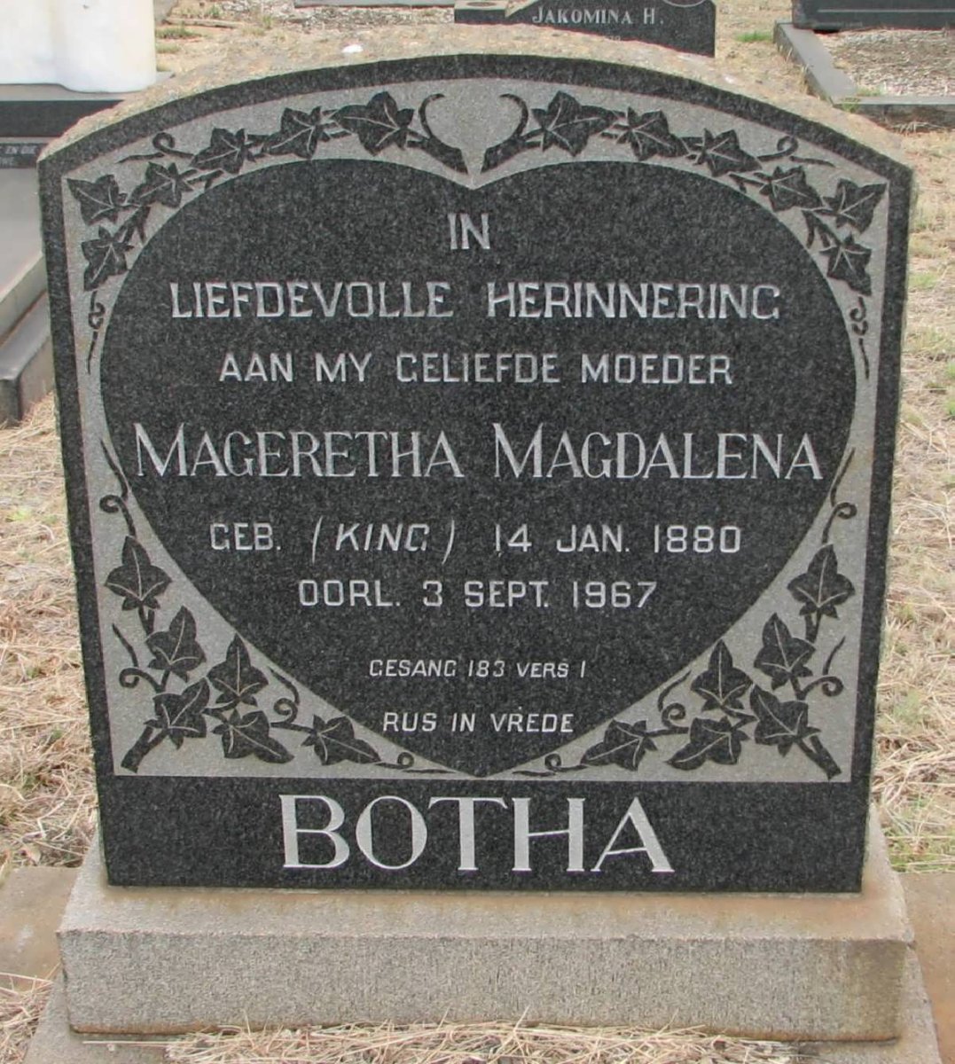 BOTHA Mageretha Magdalena nee KING 1880-1967