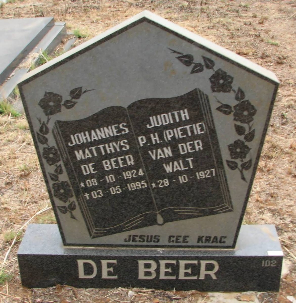 BEER Johannes Matthys, de 1924-1995 &amp; Judith P.H. VAN DER WALT 1927-