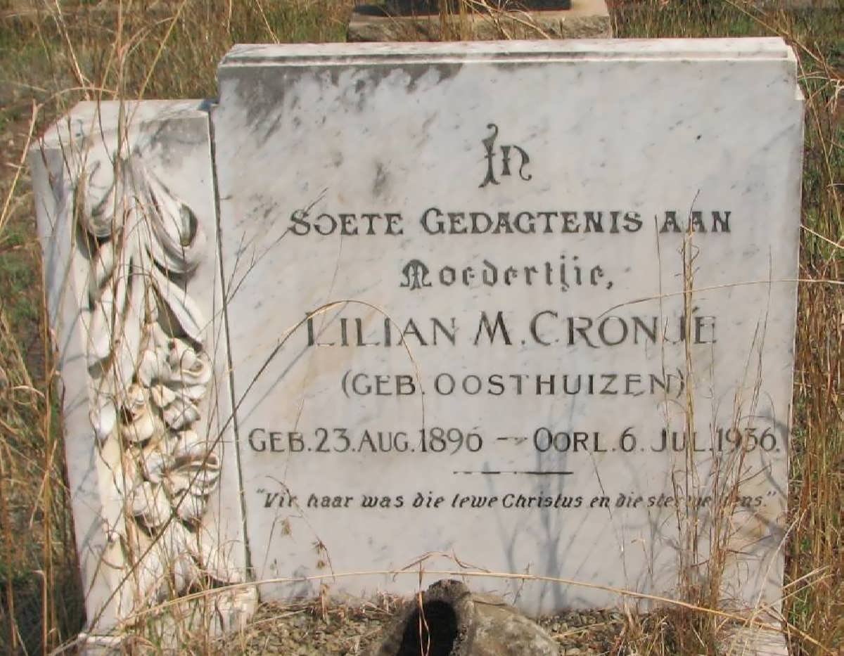 CRONJÉ Lilian M. geb OOSTHUIZEN 1896-1936