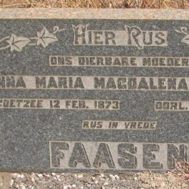 FAASEN Anna Maria nee COETZEE 1873-1949