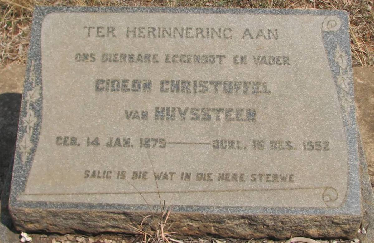HUYSSTEEN Gideon Christoffel, van 1875-1952