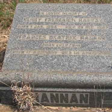 HANNAN Henry Frederick 1894-1947 &amp; Frances Beatrix EBERSOHN -1949