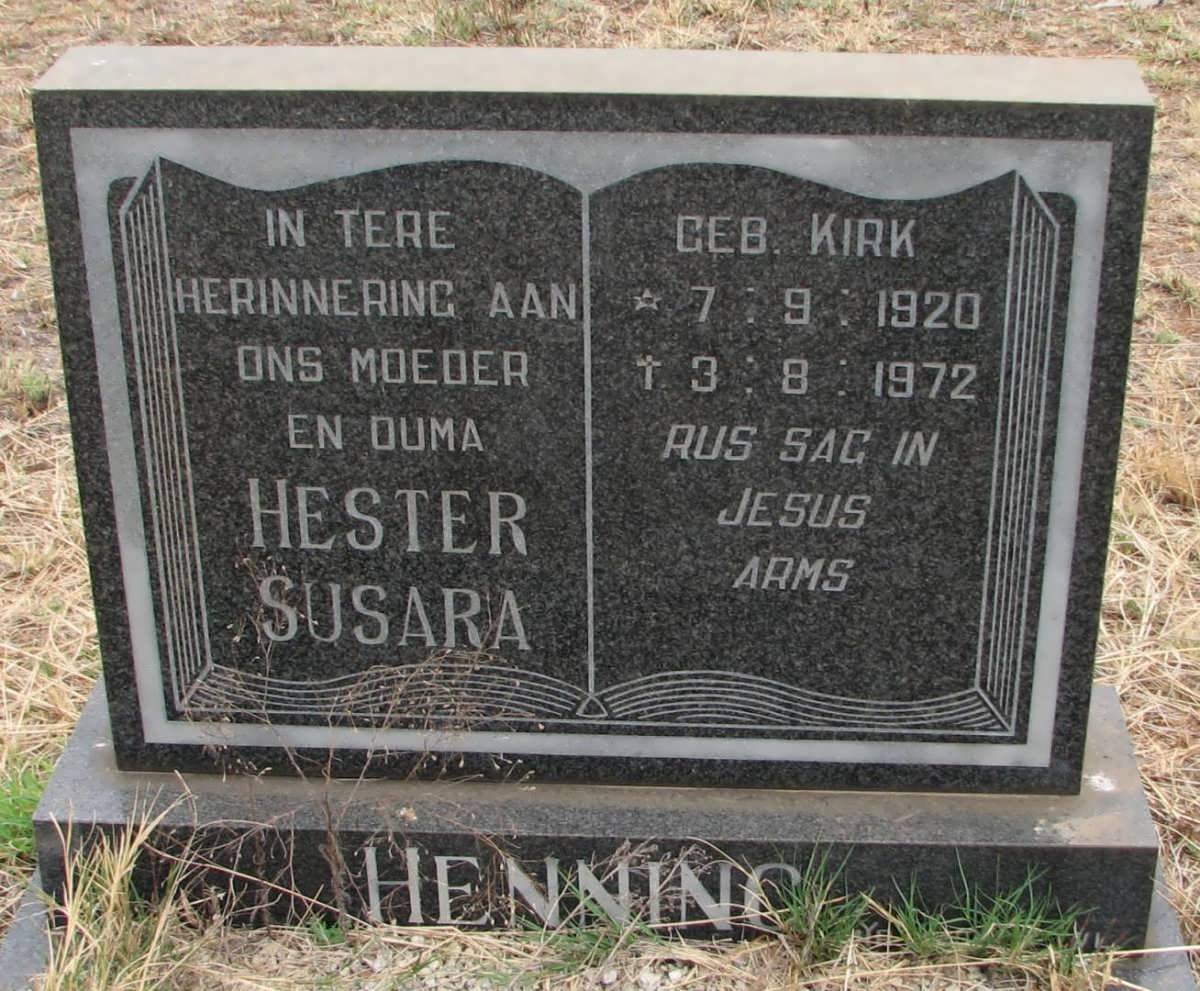 HENNING Hester Susanna nee KIRK 1920-1972