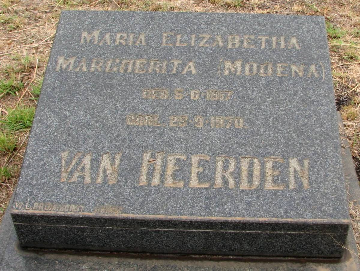 HEERDEN Maria Elizabetha Marghrieta, van nee MODENA 1917-1970