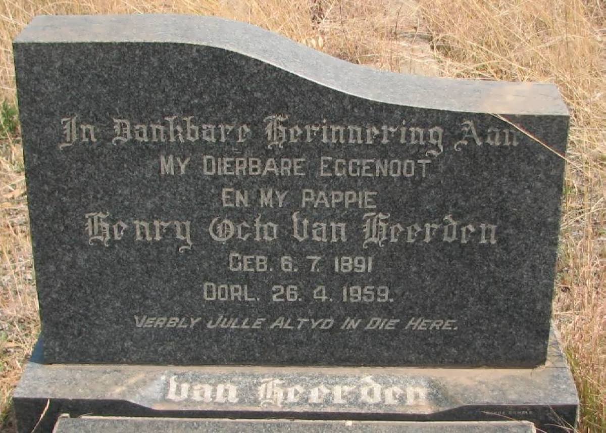 HEERDEN Henry Octo, van 1891-1959