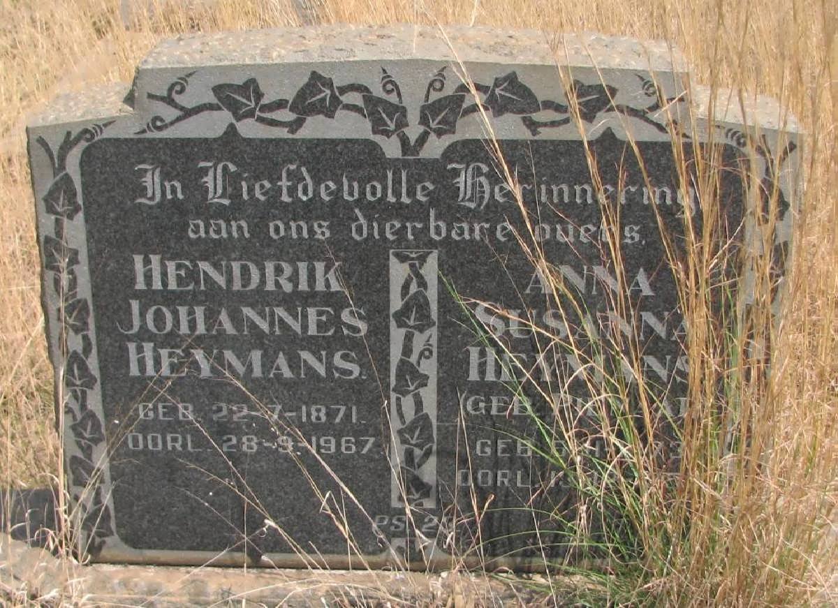 HEYMANS Hendrik Johannes 1871-1967 &amp; Anna Susanna PIENAAR 1873-?