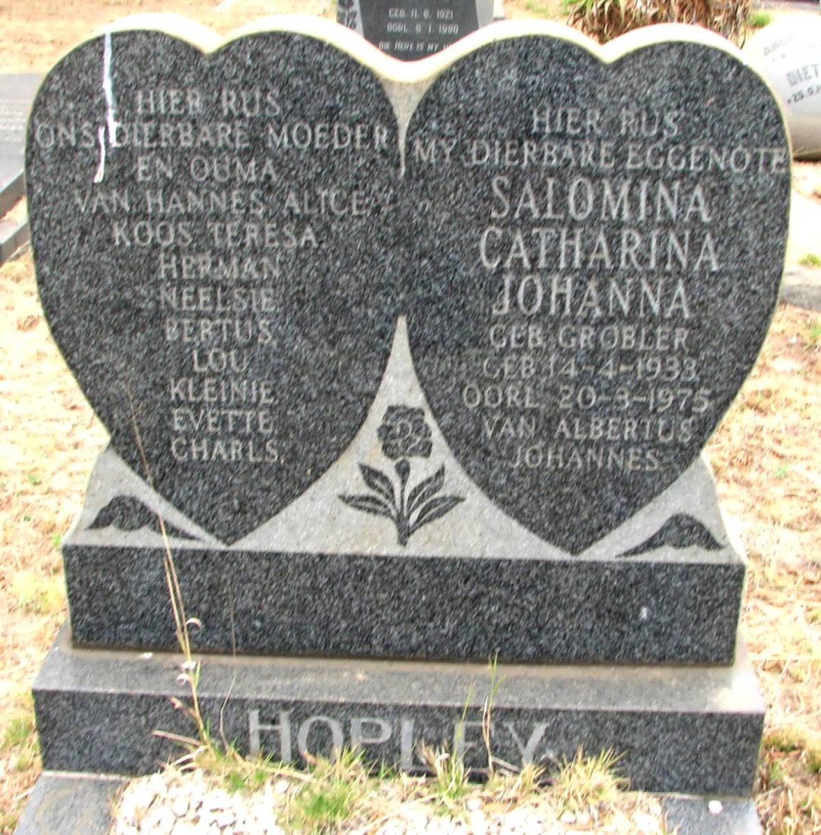 HOPLEY Salomina Catharina Johanna nee GROBLER 1933-1975