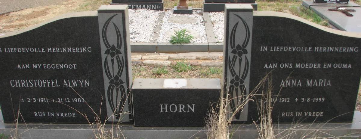 HORN Christoffel Alwyn 1911-1983 &amp; Anna Maria 1912-1999