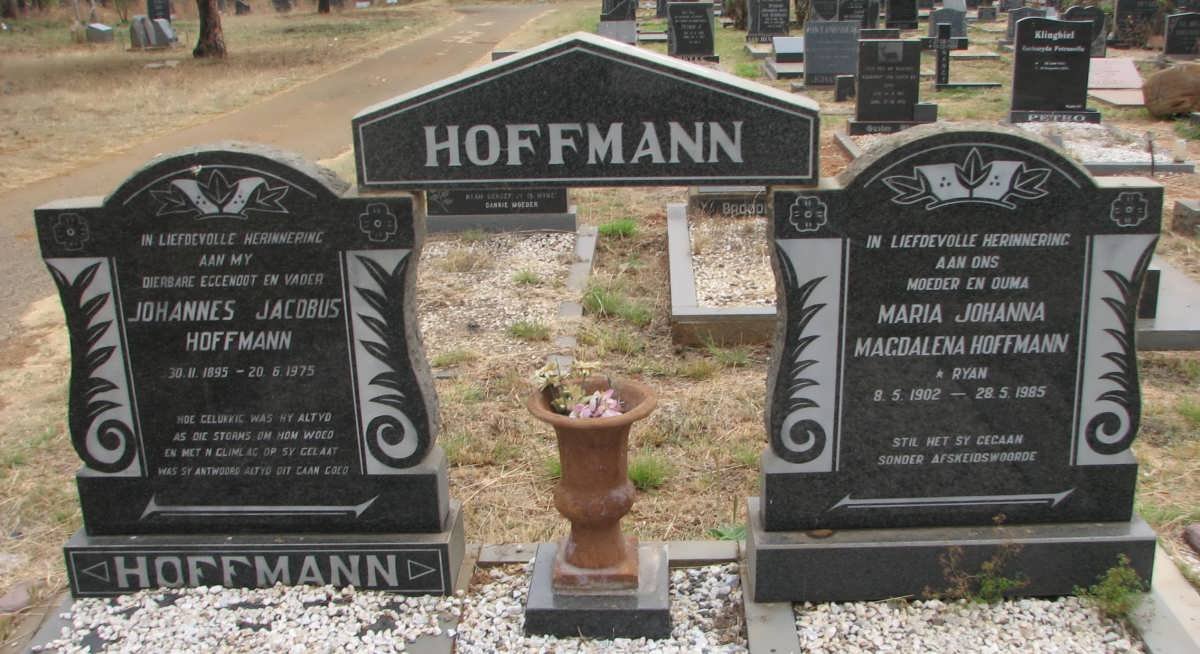 HOFFMANN Johannes Jacobus 1895-1975 &amp; Maria Johanna Magdalena RYAN 1902-1985