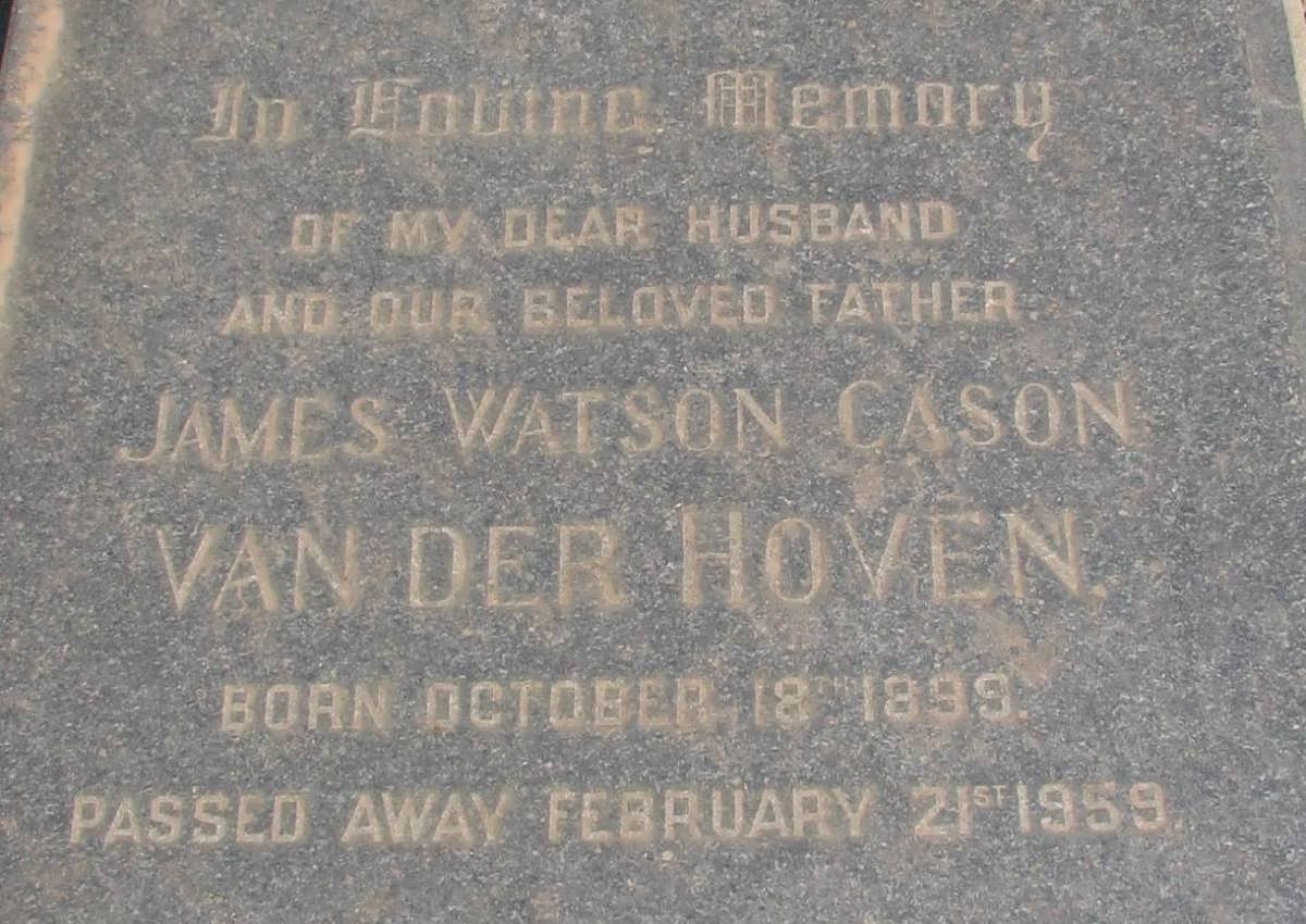 HOVEN James Watson Casson, van der 1899-1959