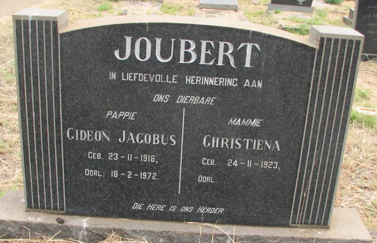 JOUBERT Gideon Jacobus 1916-1972 &amp; Christiena 1923-