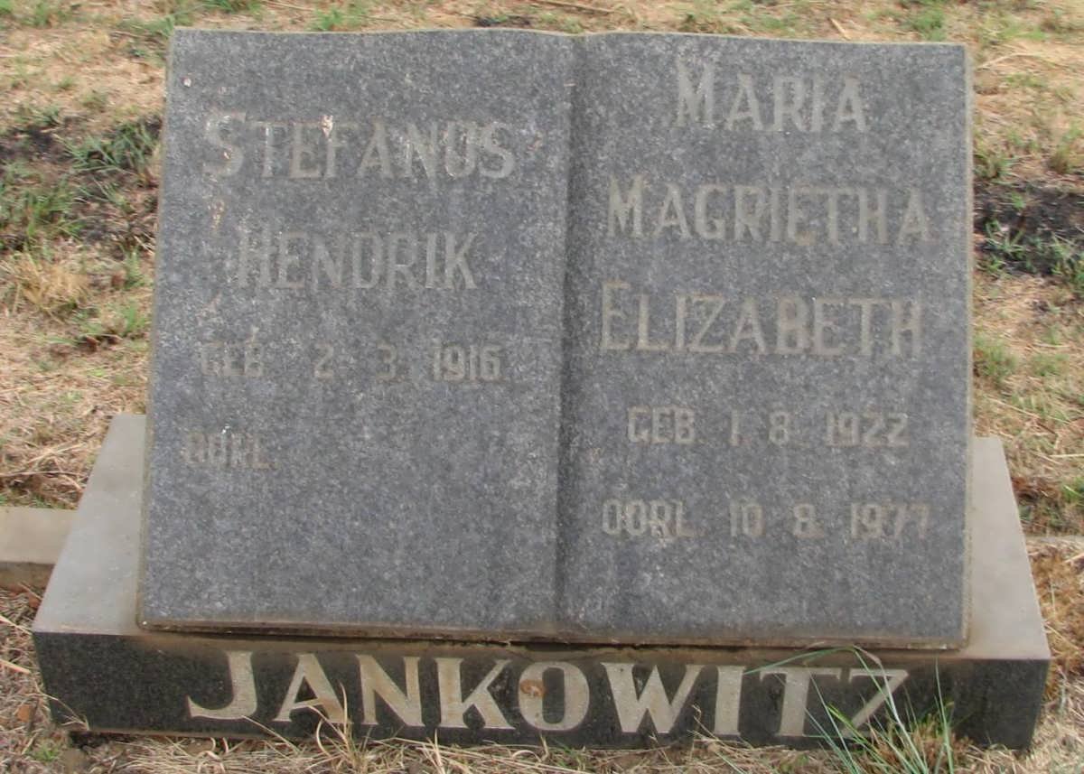 JANKOWITZ Stephanus Hendrik 1916- &amp; Maria Magrietha Elizabeth 1922-1977