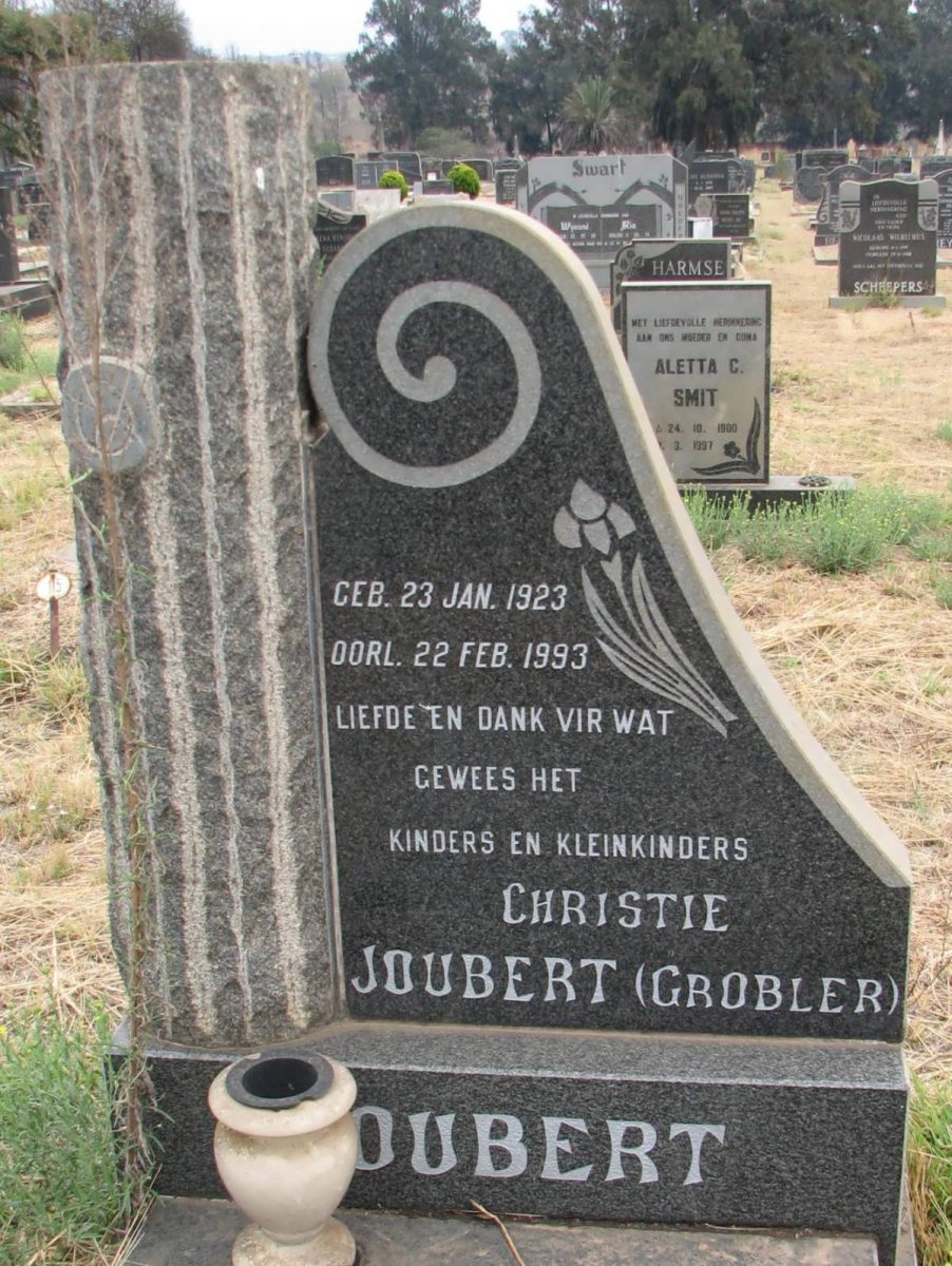 JOUBERT Christie nee GROBLER 1923-1993