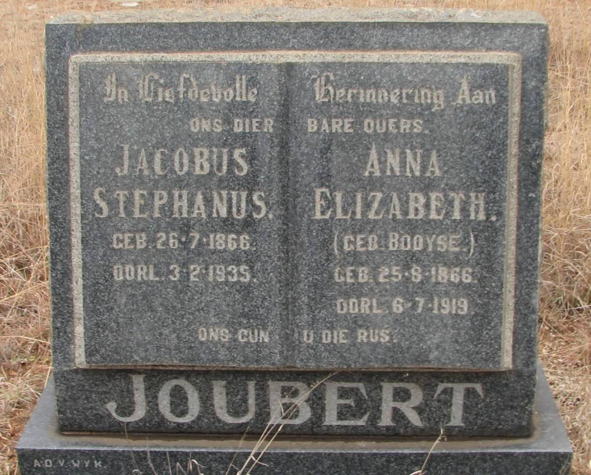 JOUBERT Jacobus Stephanus 1866-1935 &amp; Anna Elizabeth BOOYSE 1866-1919