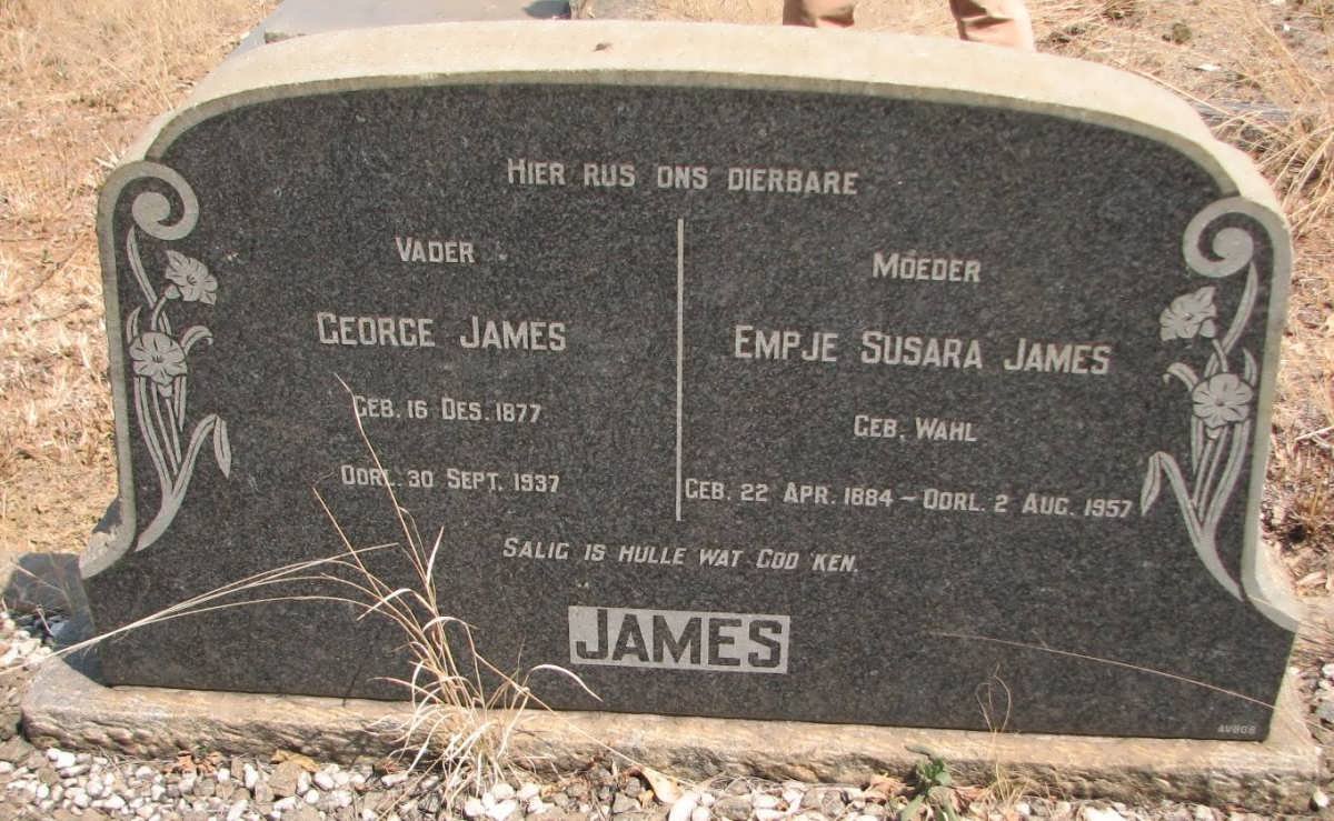 JAMES George 1877-1937 &amp; Empje Susara WAHL 1884-1957