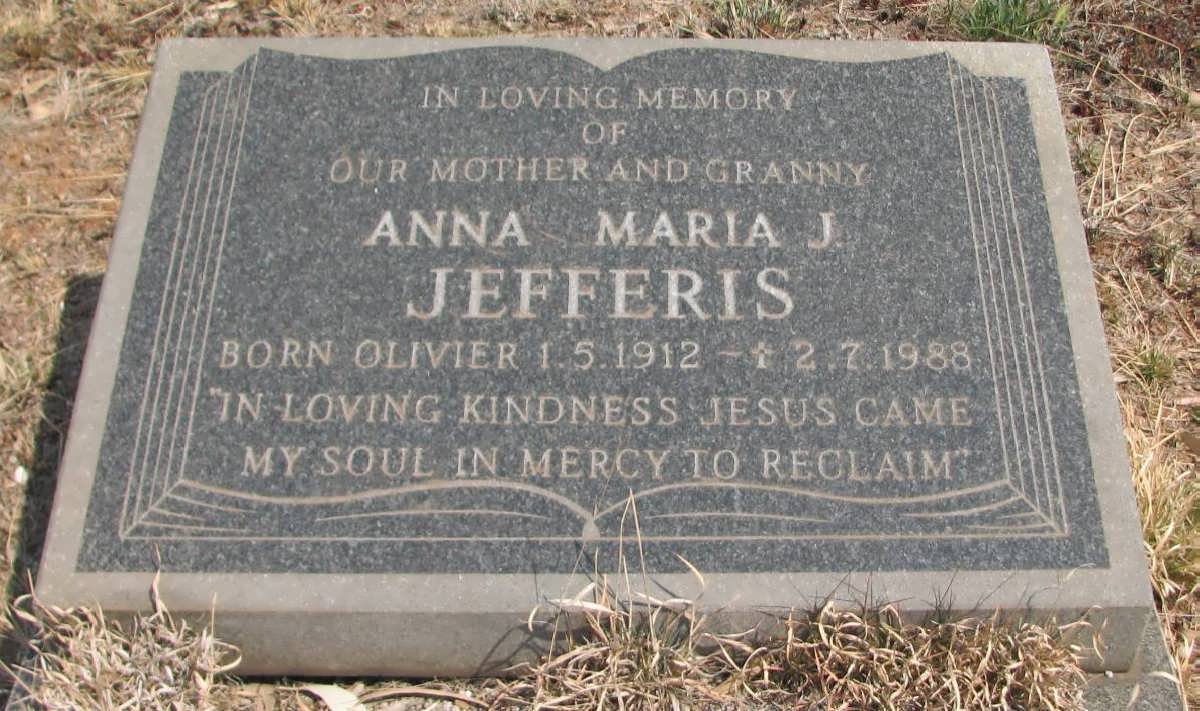 JEFFERIS Anna Maria J. nee OLIVIER 1912-1988