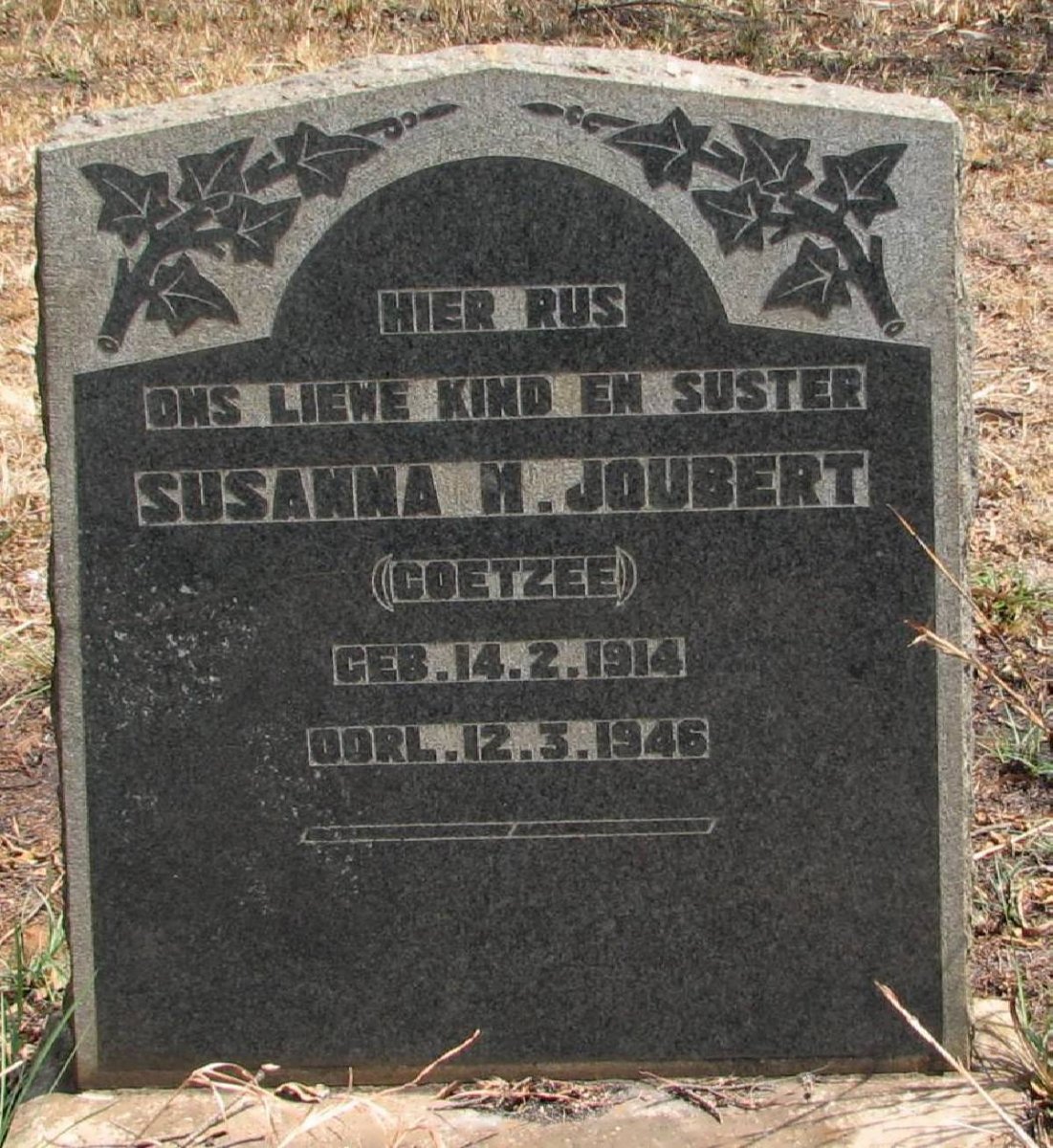 JOUBERT Susanna M. nee COETZEE 1914-1946