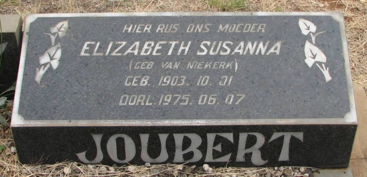 JOUBERT Elizabeth Susanna nee VAN NIEKERK 1903-1975